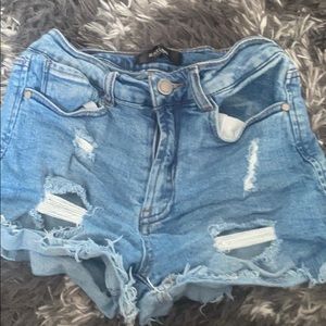 black label jean shorts.